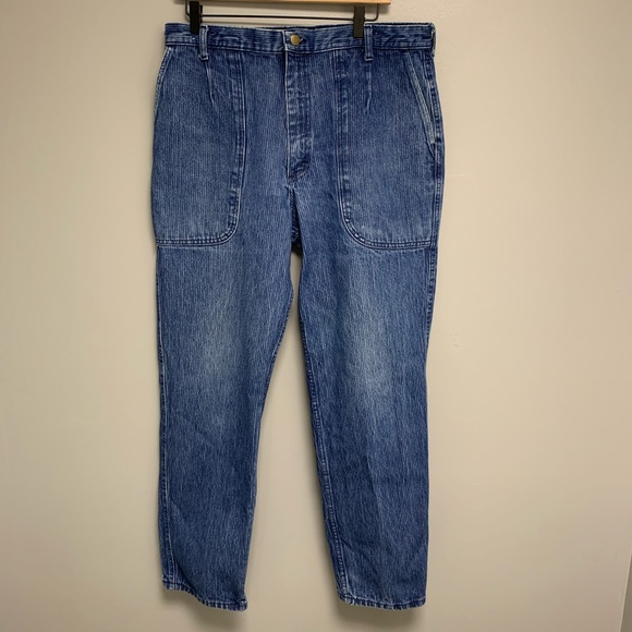 Vintage Pin Stripe Mens LEE Denim Blue Jeans - Picture 2 of 8